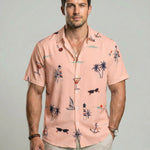 KZZ Men's Tropical Print Short Sleeve Shirt