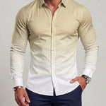 KZZ Men's Loose-Fit Business Button-Down Shirt with Gradient Color