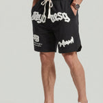 KZZ Men's Letter Embroidery Patched Drawstring Waist  Shorts