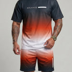 KZZ Gradient Short-Sleeve Top and Drawstring Shorts