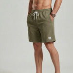 KZZ Men's Solid Patched Drawstring Waist Shorts