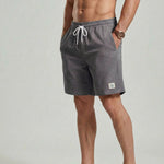 KZZ Men's Solid Patched Drawstring Waist Shorts