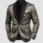 KZZ Men's Slim Fit Printed Suit Jacket