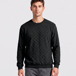 KZZ Men's Textured Check Knit Sweatshirt