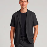 KZZ Men's Short-Sleeve Suit Jacket for Summer