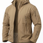 KZZ Slim-fit woven solid color long-sleeved hooded jacket