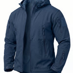 KZZ Slim-fit woven solid color long-sleeved hooded jacket