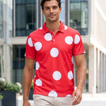 KZZ Men's Polka-Dot Polo Shirt
