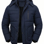 KZZ Men's mid-length hooded down jacket with simple design