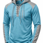 KZZ Men's color-blocked drawstring hooded sweatshirt
