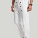 KZZ Men's Breathable Linen Drawstring-Waist Trousers
