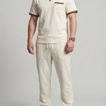 KZZ Men's Casual Athletic Color-Block Waffle-Knit Set