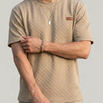 KZZ Men's Casual Textured Short-Sleeve Shirt
