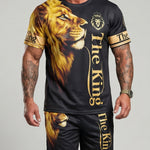KZZ Men's Lion-Pattern T-Shirt and Shorts Set