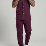 KZZ Color-block Waffle-knit Short-sleeve Top & Pants Set