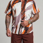 KZZ Men's Casual Short-Sleeve Shirt and Shorts Set