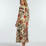 Corisande | V Neck Long Sleeve Floral Midi Dress