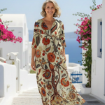 Corisande | V Neck Long Sleeve Floral Midi Dress
