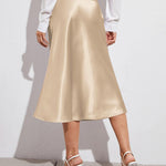 Satin Zipper Elegant Work Skirts - Nadorine (US Only)