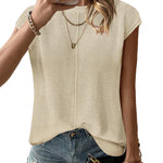 Nadorine Cap Sleeve Sweater Vest Sleeveless Knit Tops