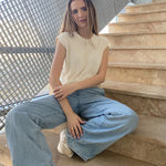 Nadorine Cap Sleeve Sweater Vest Sleeveless Knit Tops