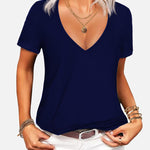 Nadorine T-Shirt Women's Short Sleeve Deep V Neck Top (DE Only)
