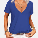 Nadorine T-Shirt Women's Short Sleeve Deep V Neck Top (DE Only)