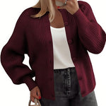 Essential Comfy Crew Neck Knit Cardigan (US Only)
