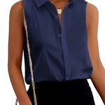 Sleeveless Button Down Tank Tops - Nadorine (Us Only)