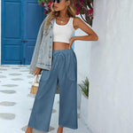 Nadorine Cotton Linen Pants Wide Leg Long Palazzo Pants