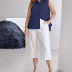 Sleeveless Button Down Tank Tops - Nadorine (Us Only)