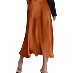 Satin Zipper Elegant Work Skirts - Nadorine (US Only)