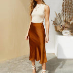 Satin Zipper Elegant Work Skirts - Nadorine (US Only)