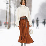 Satin Zipper Elegant Work Skirts - Nadorine (US Only)