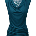 Ruched Cowl Neck Tank Tops - Nadorine (Us Only)