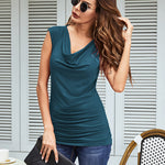 Ruched Cowl Neck Tank Tops - Nadorine (Us Only)