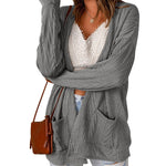 Nadorine Women's 2023 Fall Winter Cardigan Sweaters Long Sleeve Open Front Cable Knit Outwear Coat with Pockets