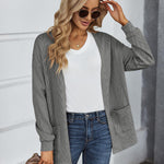 Nadorine Women's 2023 Fall Winter Cardigan Sweaters Long Sleeve Open Front Cable Knit Outwear Coat with Pockets