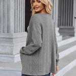 Nadorine Women's 2023 Fall Winter Cardigan Sweaters Long Sleeve Open Front Cable Knit Outwear Coat with Pockets