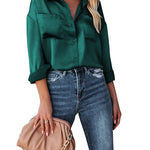 Satin Silk Button Down Shirts - Nadorine (Us Only)