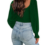 Puff Long Sleeve Bodysuit Leotard Sheer Top - Nadorine (Us Only)
