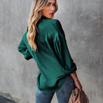Satin Silk Button Down Shirts - Nadorine (Us Only)