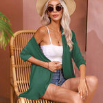Nadorine Women's 3/4 Sleeve Draped Ruffles Cardigan