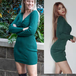 Twist Front Knitted Bodycon Dress - Nadorine (Us Only)