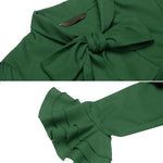 Women Bow Tie Neck Blouses Ruffle Long Sleeve Shirts Button-Down Office Work Casual Tops XS-3XL - Nadorine (Us Only)