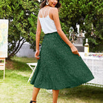 Women's Midi Skirts Elastic High Waist Skirt Polka Dot Casual Pleated Skirt with Pockets - Nadorine (Us Only)