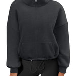 Zeagoo Womens Fleece Jacket Full Zip Crop Hoodie Long Sleeve Pullover Sweatshirts Oversized 2023 Fall Winter Coat