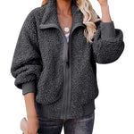 Fuzzy Fleece Jackets Oversized Open Front Coat Zipper Outwear(TTShop02) - Nadorine (Us Only)