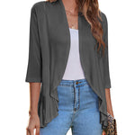 Nadorine Women's 3/4 Sleeve Draped Ruffles Cardigan