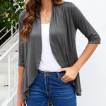 Nadorine Women's 3/4 Sleeve Draped Ruffles Cardigan